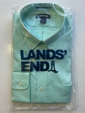 Lands' End Men's 16 32 No-Iron Pinpoint Oxford Dress Shirt